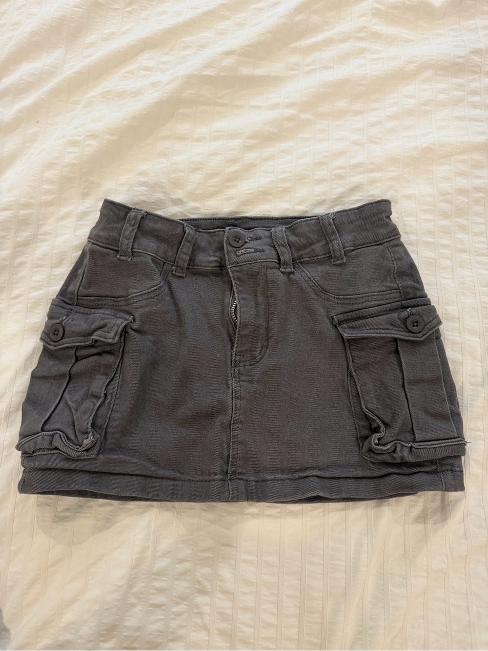Gray Cargo Mini Skirt